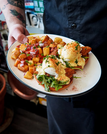 Hot Honey Fried Chicken Benny (May Brunch Feature)